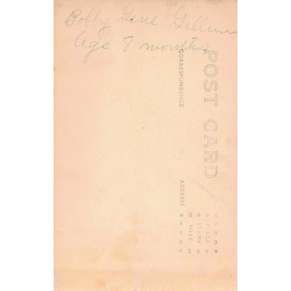 Antique RPPC Baby Bobby Gene Gillum High Chair Real Photo Postcard VG - Picture 2 of 2